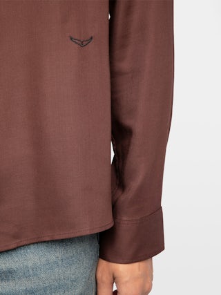 Sunay Shirt - Fluid fitted shirt with wing embroidery, long sleeves and button closure.