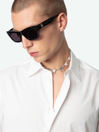 Sid Shirt - Fitted cotton voile shirt with embroidered wings, long sleeves, and button fastening.