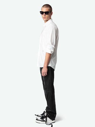 Sid Shirt - Fitted cotton voile shirt with embroidered wings, long sleeves, and button fastening.