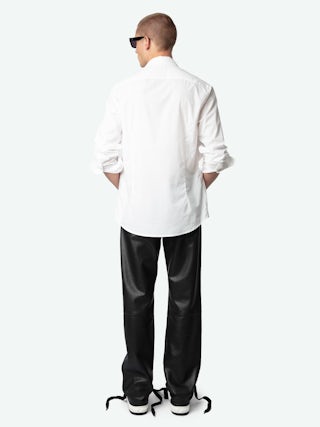 Sid Shirt - Fitted cotton voile shirt with embroidered wings, long sleeves, and button fastening.