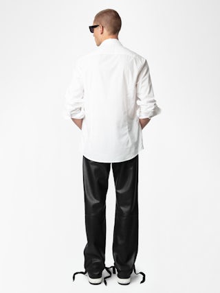 Camicia Sid - Camicia in voile di cotone aderente con ricamo ali, maniche lunghe e chiusura a bottoni.