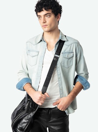 Saby Denim Shirt - Fitted western-style denim shirt with wing embroidery, long sleeves and button fastening.