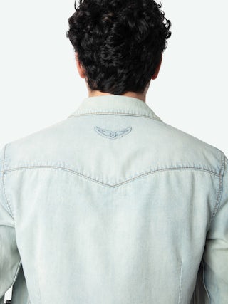 Saby Denim Shirt - Fitted western-style denim shirt with wing embroidery, long sleeves and button fastening.