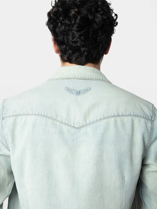 Saby Denim Shirt - Fitted western-style denim shirt with wing embroidery, long sleeves and button fastening.