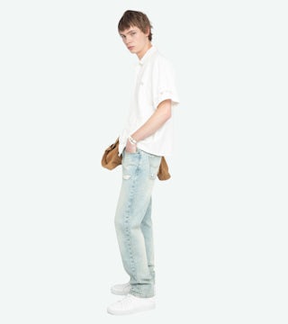 Sam Shirt - Regular fit cotton linen shirt with western-inspired embroidery, short sleeves and button fastening.