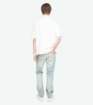 Sam Shirt - Regular fit cotton linen shirt with western-inspired embroidery, short sleeves and button fastening.