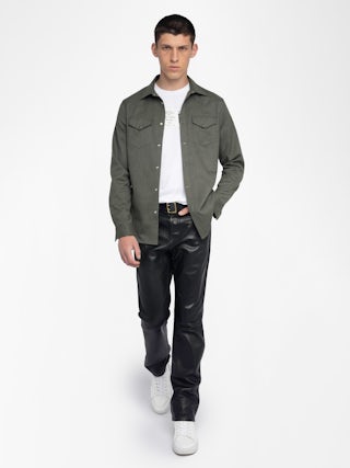 Saby Shirt - Lightweight shirt with flap pockets, featuring wing embroidery, western-inspired details, long sleeves and button closure.