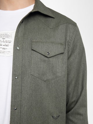 Saby Shirt - Lightweight shirt with flap pockets, featuring wing embroidery, western-inspired details, long sleeves and button closure.