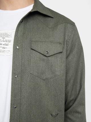 Saby Shirt - Lightweight shirt with flap pockets, featuring wing embroidery, western-inspired details, long sleeves and button closure.