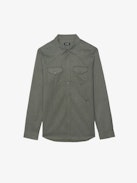 Chemise Saby - Chemise légère coupetée poches rabats, avec broderie ailes, détail esprit western, manches longues et fermeture boutonnée.