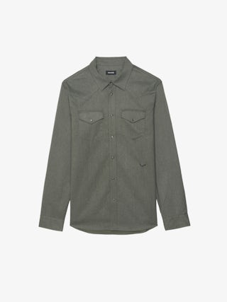 Saby Shirt - Lightweight shirt with flap pockets, featuring wing embroidery, western-inspired details, long sleeves and button closure.
