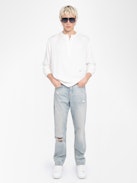 Sora Shirt - Light shirt with a tunic collar, discreetly puffed sleeves with button closure.