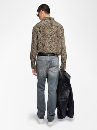 Tyric Shirt - Viscose shirt with leopard print, long sleeves and button closure.