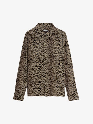 Tyric Shirt - Viscose shirt with leopard print, long sleeves and button closure.