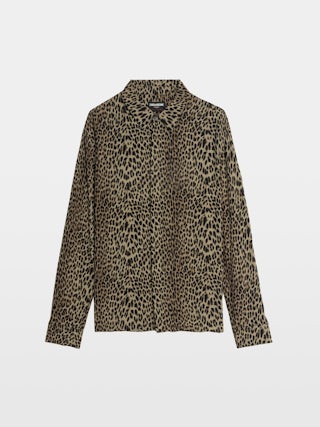 Tyric Shirt - Viscose shirt with leopard print, long sleeves and button fastening.