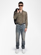 Tyric Shirt - Viscose shirt with leopard print, long sleeves and button fastening.
