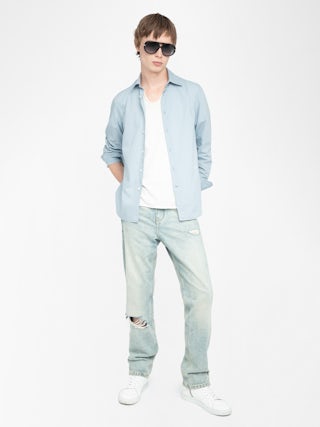 Sid Shirt - Cotton voile shirt with embroidered wings, long sleeves and button fastening.