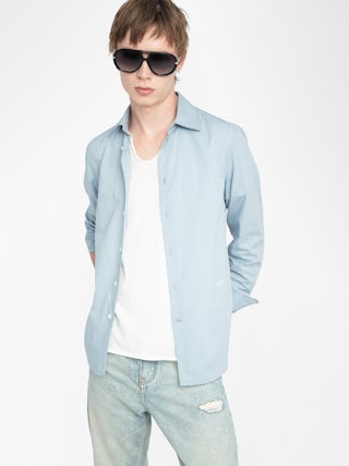 Sid Shirt - Cotton voile shirt with embroidered wings, long sleeves and button fastening.