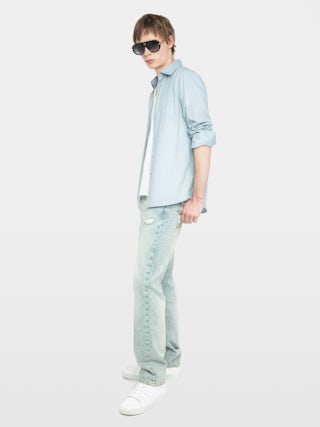 Camisa Sid - Camisa de velo de algodón con alas bordadas, mangas largas y cierre abotonado.