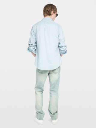 Camisa Sid - Camisa de velo de algodón con alas bordadas, mangas largas y cierre abotonado.