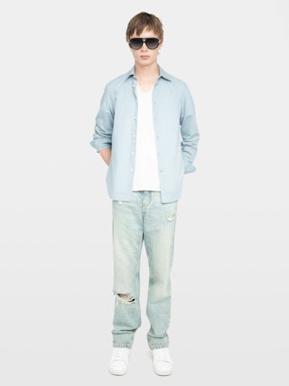 Sid Shirt - Cotton voile shirt with embroidered wings, long sleeves and button fastening.