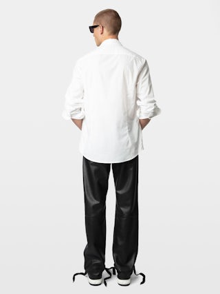 Chemise Sid - Chemise en voile de coton fittée avec broderie ailes, manches longues et fermeture boutonnée.