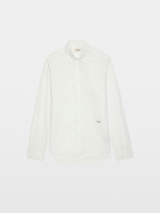 Chemise Sid - Chemise en voile de coton fittée avec broderie ailes, manches longues et fermeture boutonnée.