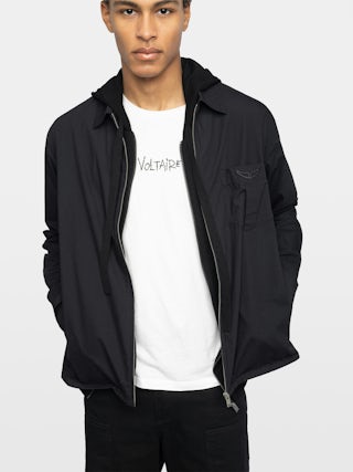 Chemise Suzy - Chemise casual zippée en viscose imprimée, manches longues, poche appliquée avec broderie signature ailes.