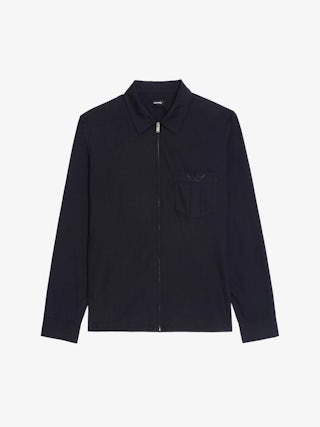 Shirt Suzy - Casual zipped shirt in printed viscose, long sleeves, patch pocket with signature wings embroidery.