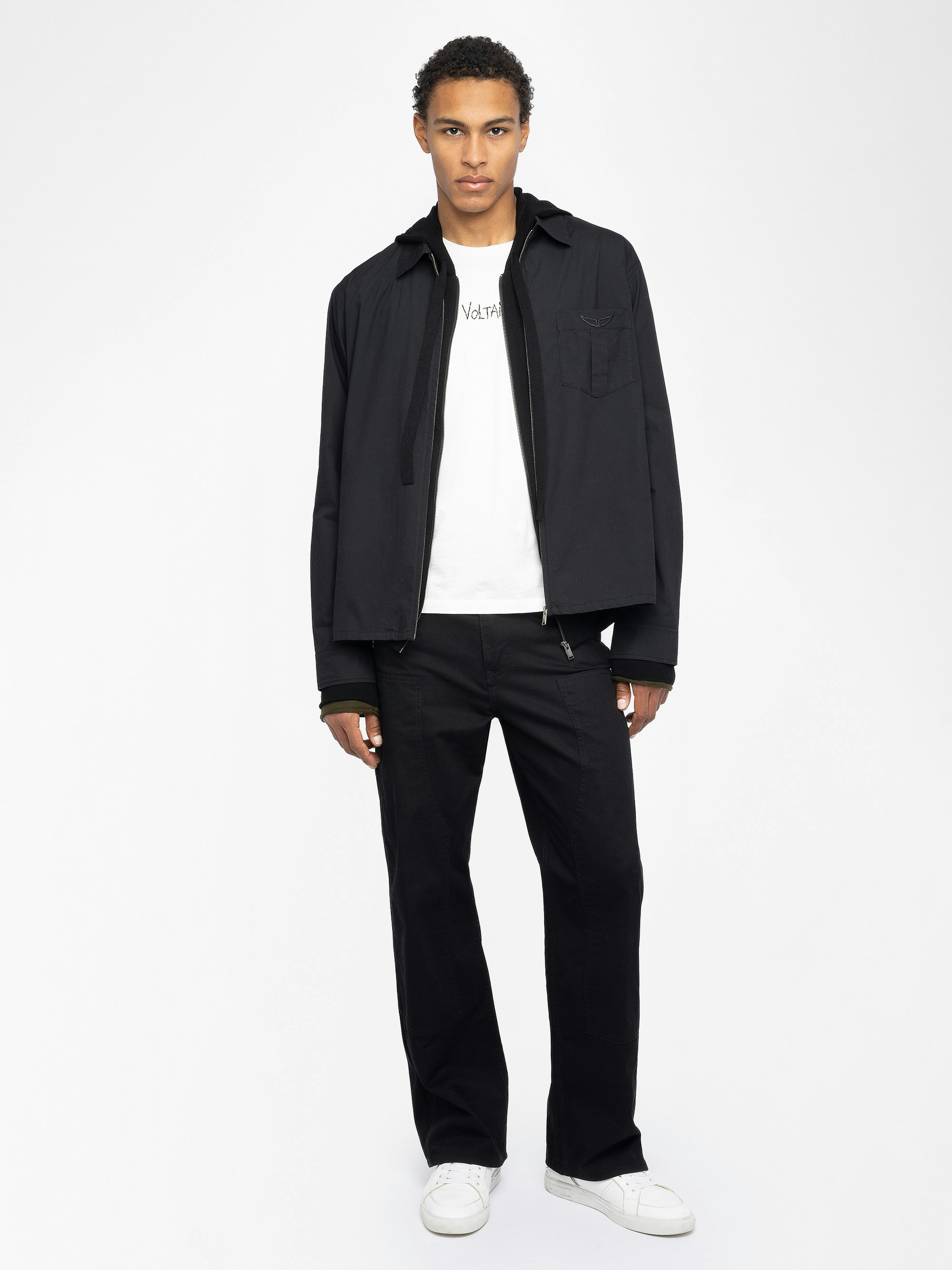 Shirt Suzy - Casual zipped shirt in printed viscose, long sleeves, patch pocket with signature wings embroidery.