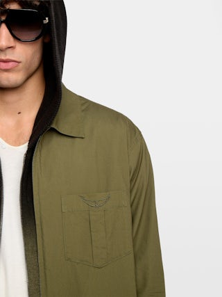 Chemise Suzy - Chemise casual zippée en viscose imprimée, manches longues, poche appliquée avec broderie signature ailes.