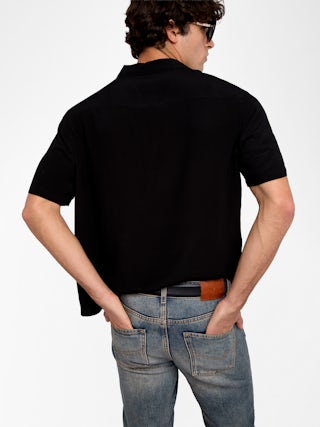 Shirt Slony - Casual viscose shirt, short sleeves and button fastening with signature wing embroidery.