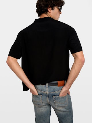 Chemise Slony - Chemise casual en viscose, manches courtes et fermeture boutonnée avec signature broderie ailes.