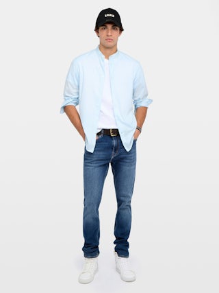 Chemise Sid - Chemise col officier en voile de coton fittée avec broderie ailes, manches longues et fermeture boutonnée.