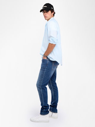 Shirt Sid - Fitted cotton voile shirt with wings embroidery, mandarin collar, long sleeves and button closure.