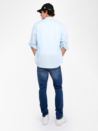 Shirt Sid - Fitted cotton voile shirt with wings embroidery, mandarin collar, long sleeves and button closure.