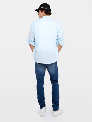 Chemise Sid - Chemise col officier en voile de coton fittée avec broderie ailes, manches longues et fermeture boutonnée.