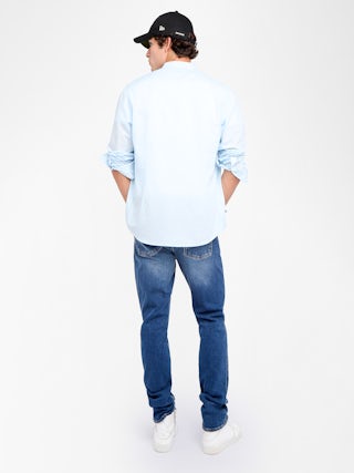 Chemise Sid - Chemise col officier en voile de coton fittée avec broderie ailes, manches longues et fermeture boutonnée.