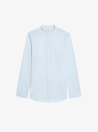 Shirt Sid - Fitted cotton voile shirt with wings embroidery, mandarin collar, long sleeves and button closure.