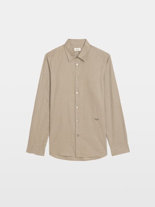 Chemise Sid - Chemise en voile de coton fittée avec broderie ailes, manches longues et fermeture boutonnée.