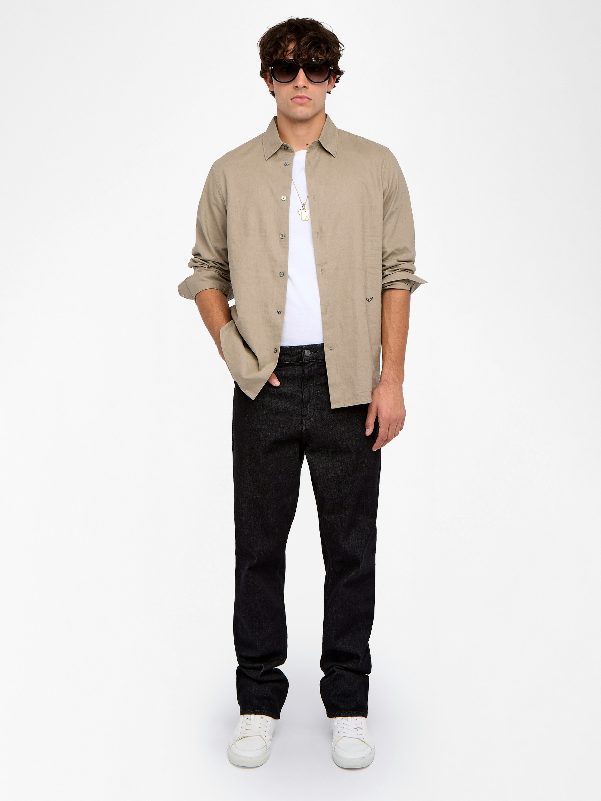 Shirt Sid - Fitted cotton voile shirt with signature wings embroidery, long sleeves and button fastening.