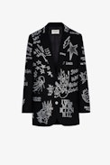 Viva Strass Blazer - Women's black tailored jacket with rhinestone pattern