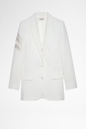 Viva Arrow Jacket - Women’s white jacket with arrow rhinestones