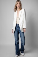 Viva Arrow Jacket - Women’s white jacket with arrow rhinestones