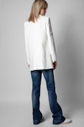 Viva Arrow Jacket - Women’s white jacket with arrow rhinestones