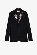 Vanille Pins Blazer - Women’s black blazer jacket with rock pins