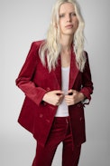 Giacca Voici in velluto - Giacca strutturata con bottoni in velluto rosso donna