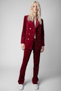 Giacca Voici in velluto - Giacca strutturata con bottoni in velluto rosso donna