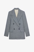 View Check Blazer - Women's blue patterned blazer.