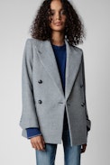 View Check Blazer - Women's blue patterned blazer.